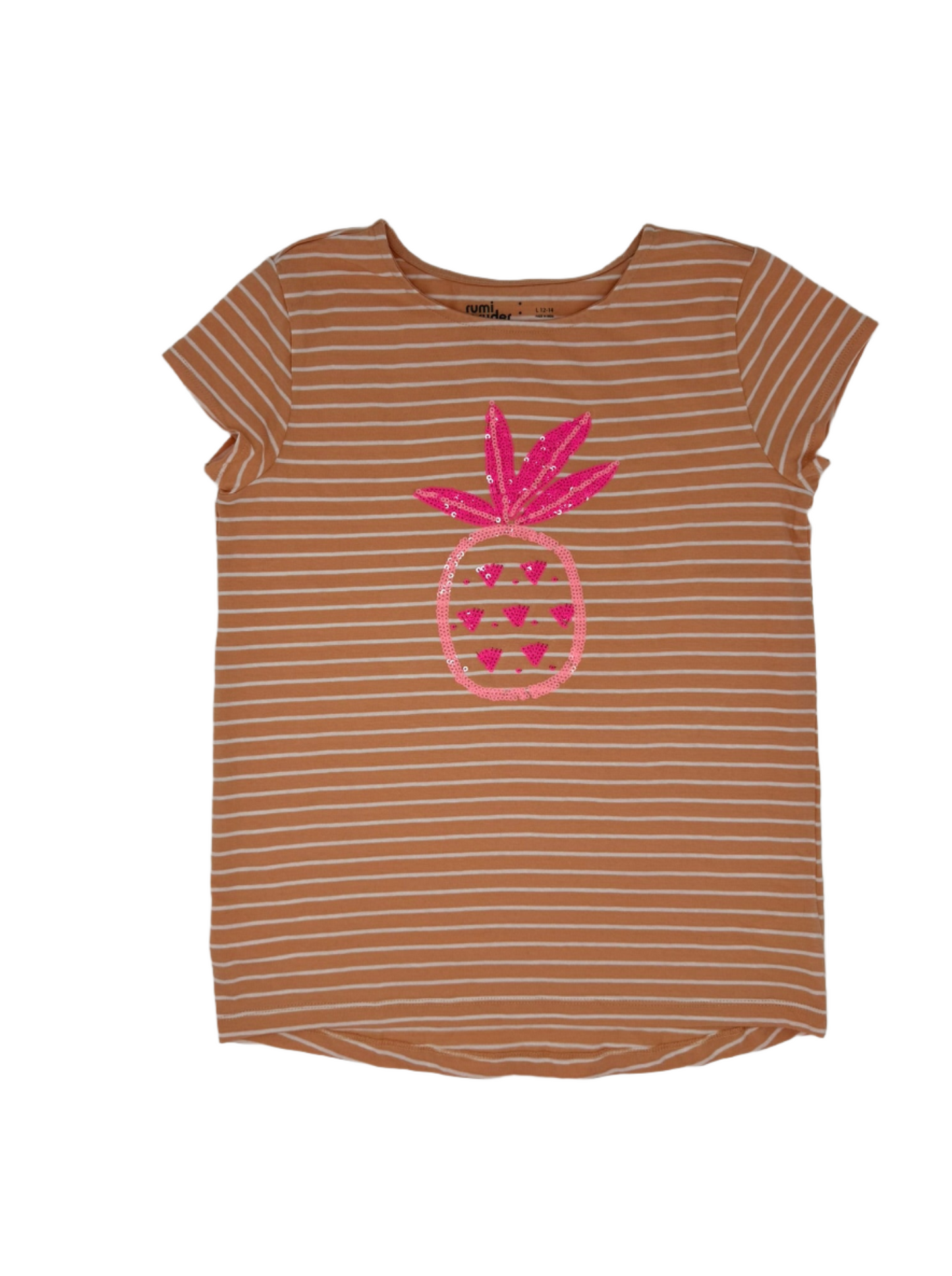 Girls' 100% Cotton Striped Pineapple T-Shirt by rumi + ryder