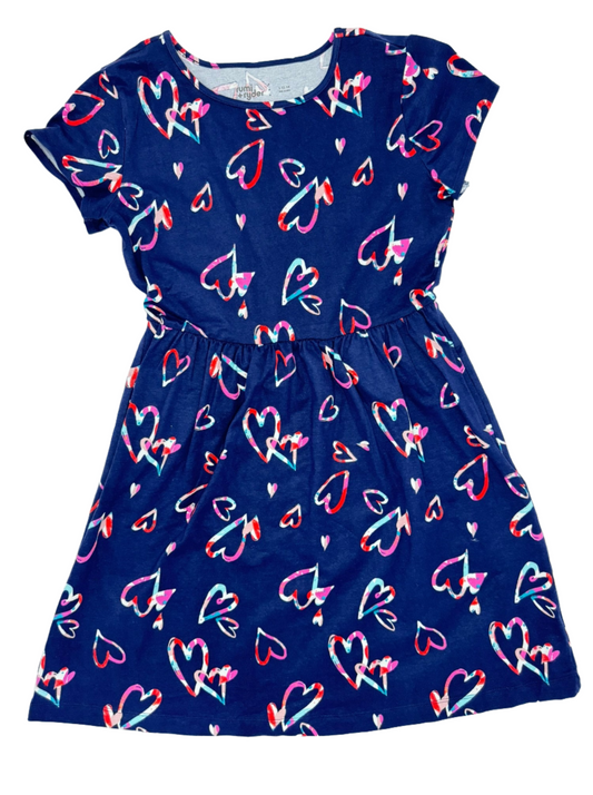 Girls' Heart Print Navy Dress by rumi + ryder