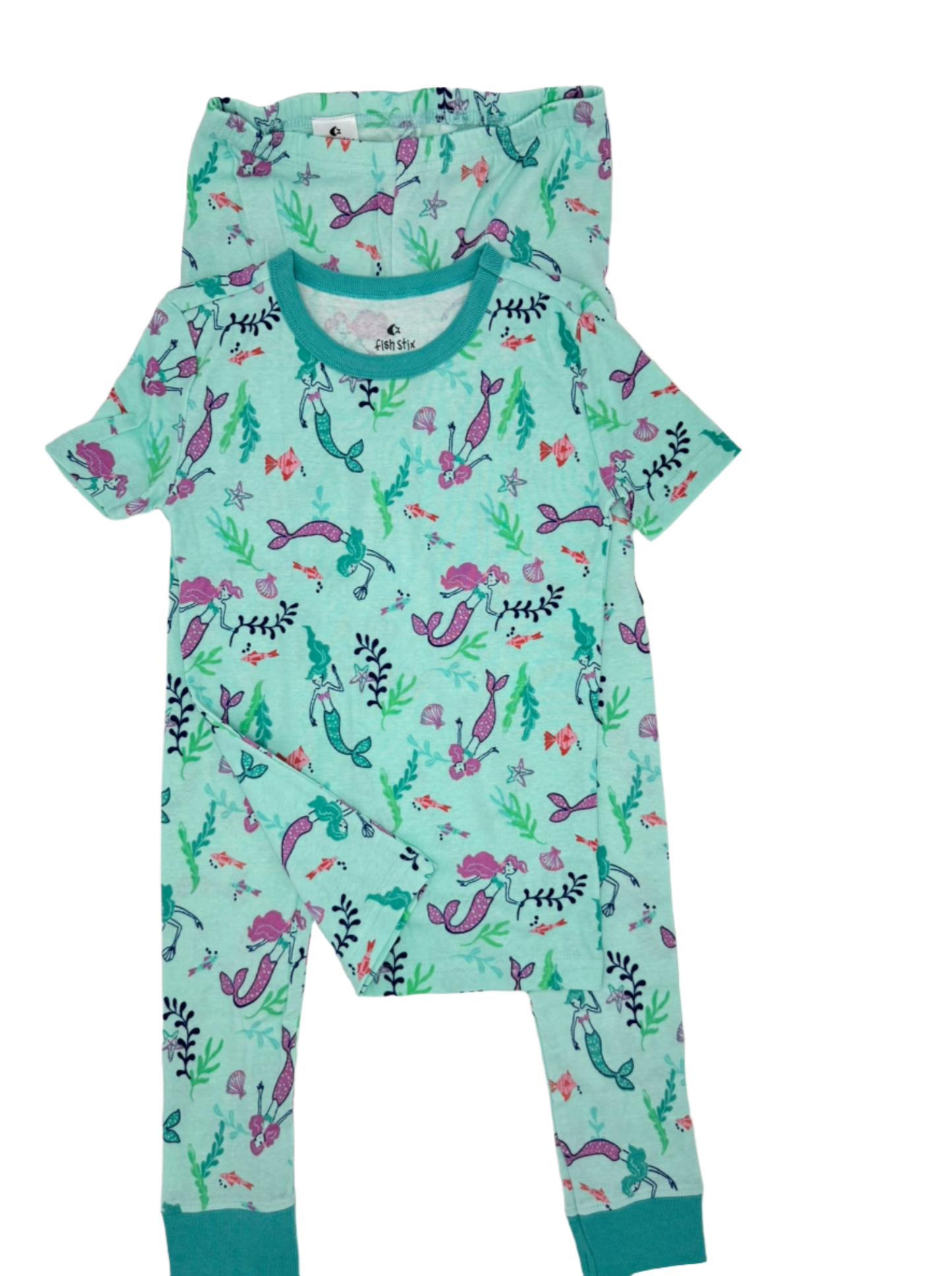 Girls' Mermaid Print Cotton Pajama and Pant Set by Fish Stix