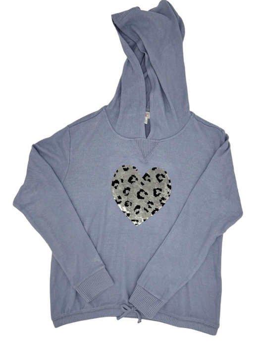 Girls' Leopard Heart Sequin Hooded Sweater by rumi + ryder